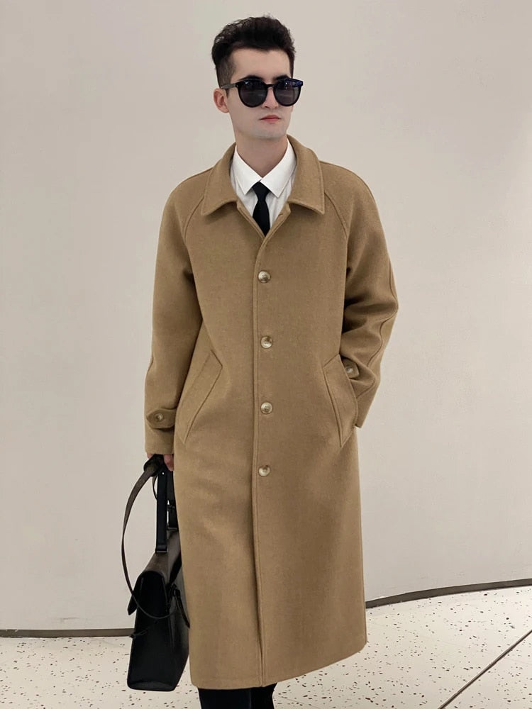 X-Long Wool Trench Coats Inner Detachable Down Vest