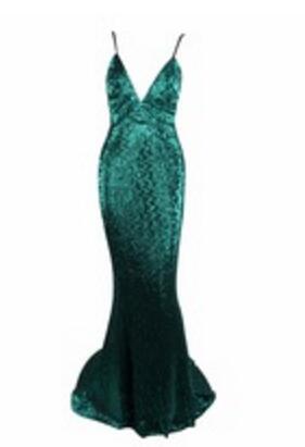 Deep V Sequins Sleeveless Trumpet Mermaid Maxi Dresses