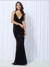 Deep V Sequins Sleeveless Trumpet Mermaid Maxi Dresses