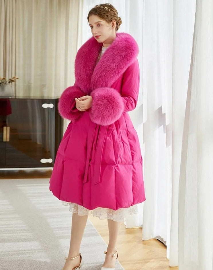 Luxury Duck Down Long Puffer Coats Real Fur