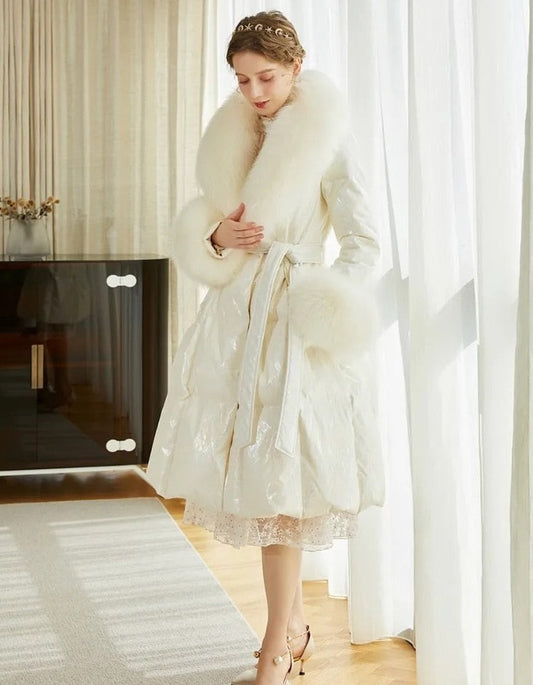 Luxury Duck Down Long Puffer Coats Real Fur