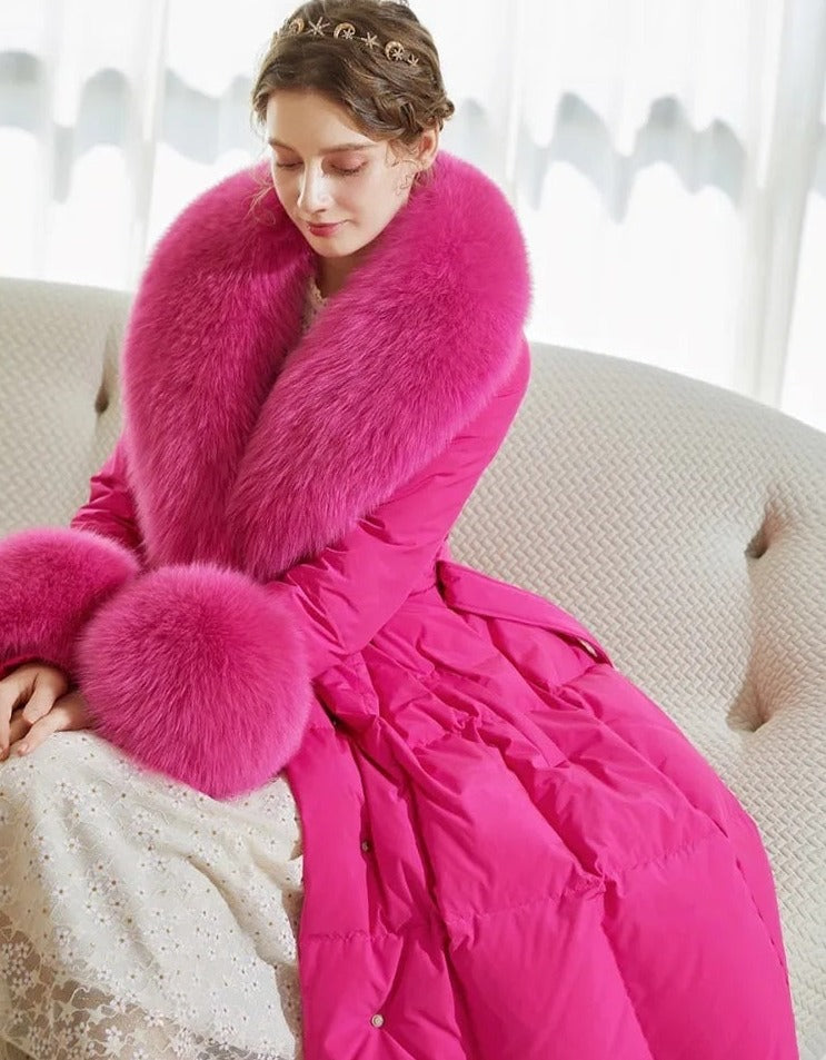 Luxury Duck Down Long Puffer Coats Real Fur