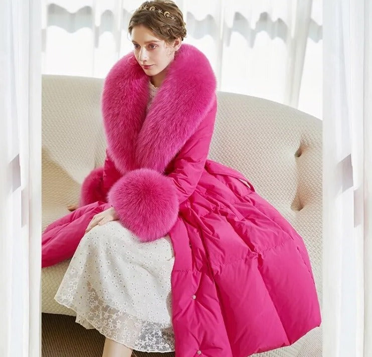 Luxury Duck Down Long Puffer Coats Real Fur
