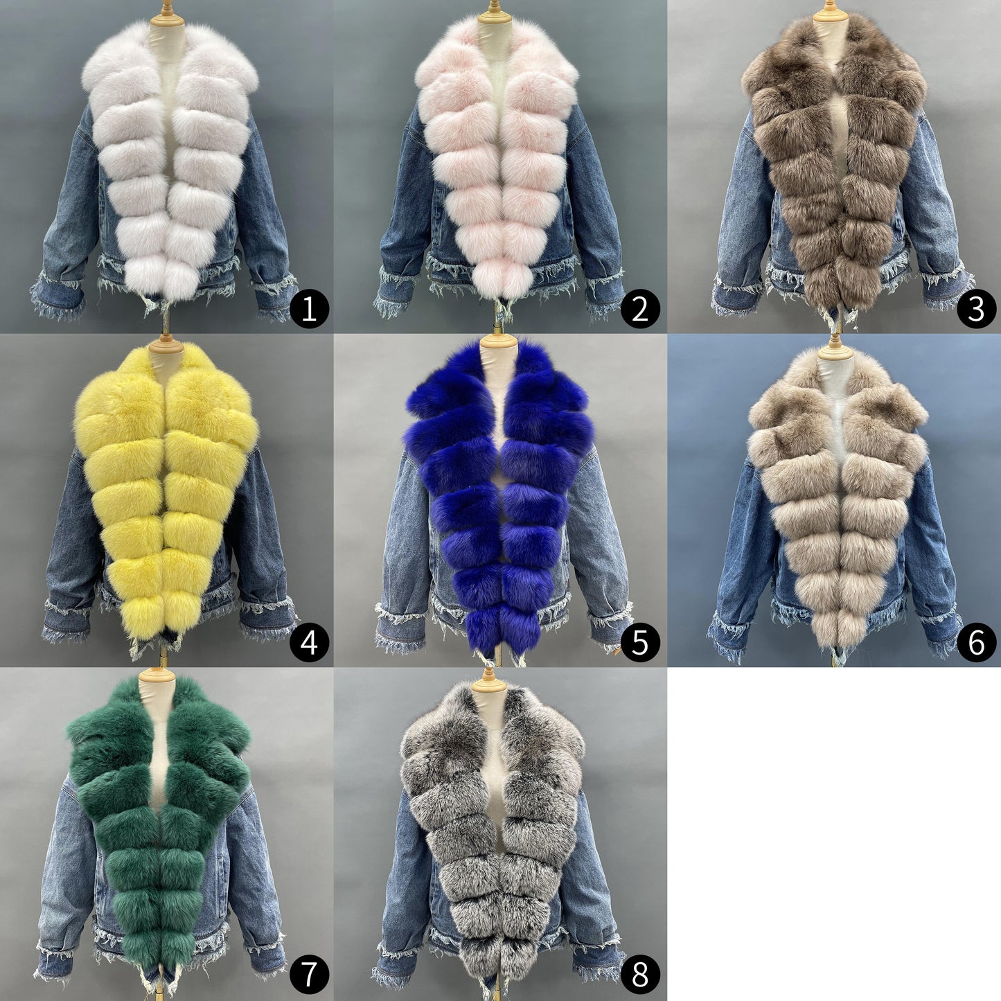 Duck Down Denim Real Fox Fur Collar Jackets