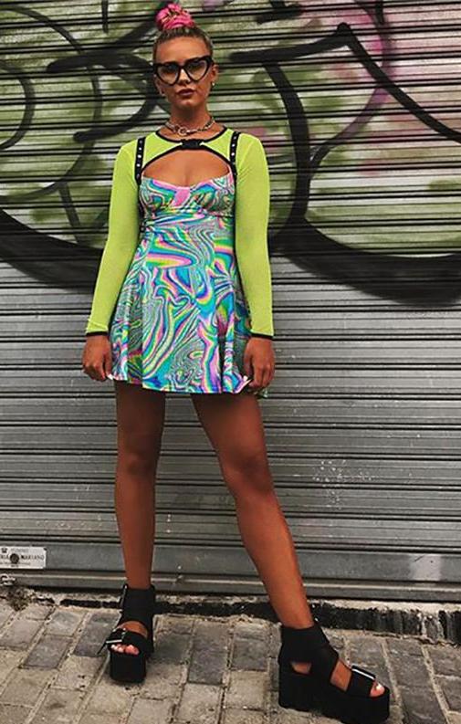 Perspective Halter Mesh Micro Crop Top