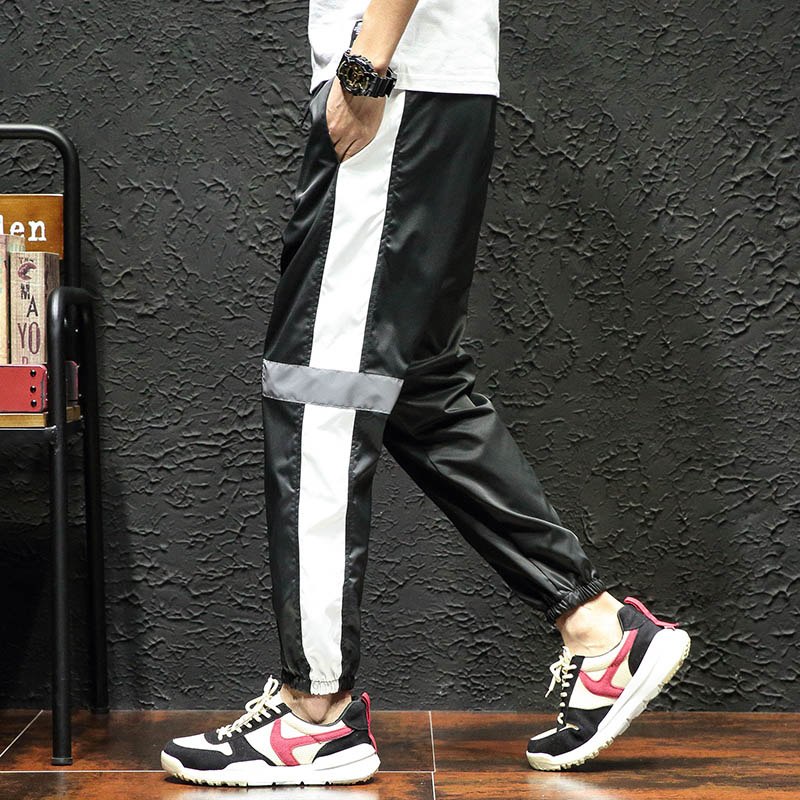 Loose Side Stripe Knee Reflective Joggers (Multi-Color)