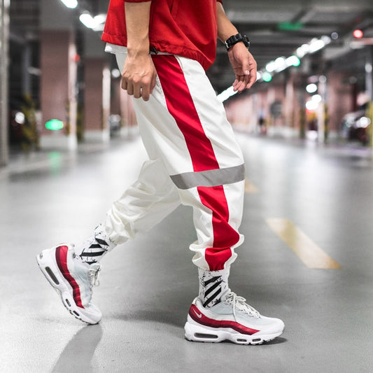 Loose Side Stripe Knee Reflective Joggers (Multi-Color)