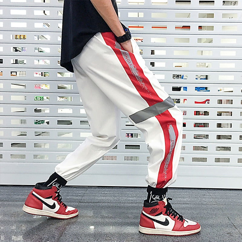 Loose Side Stripe Knee Reflective Joggers (Multi-Color)