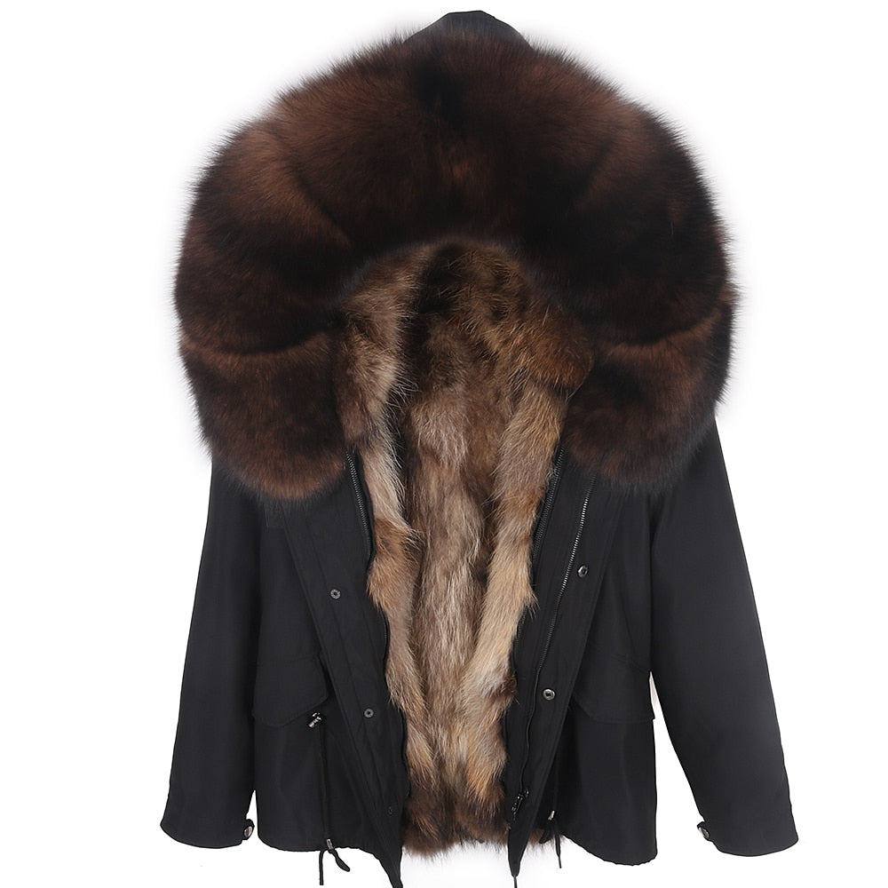 Waterproof Coats Short Real Fur Lining & Parka