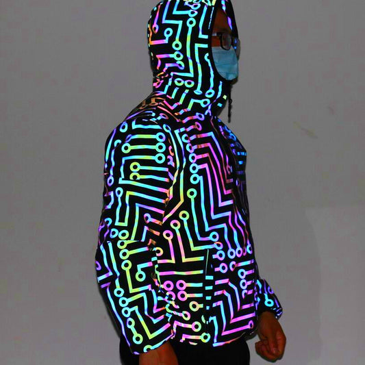 Rainbow Reflective Glow Hooded Jackets