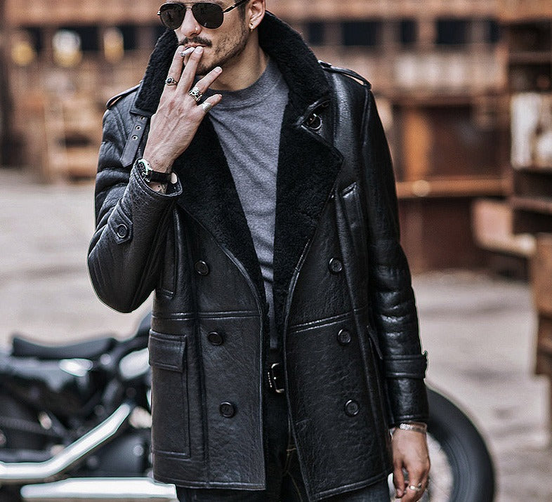 Genuine Leather Shearling Liner Long Style Jacket