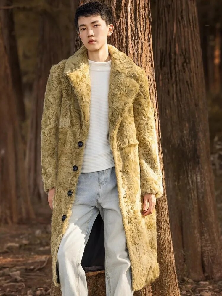 Natural Long Lambswool Real Fur Coats