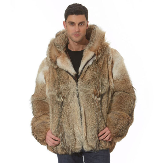 Real Coyote Hooded Coat