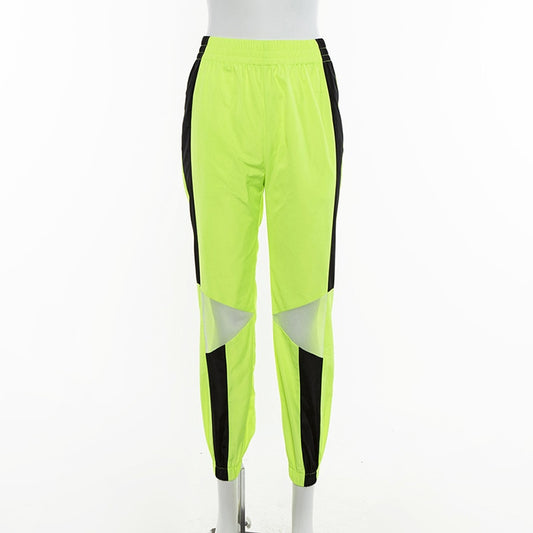 Neon Mesh Patchwork High Waist Harem Pants