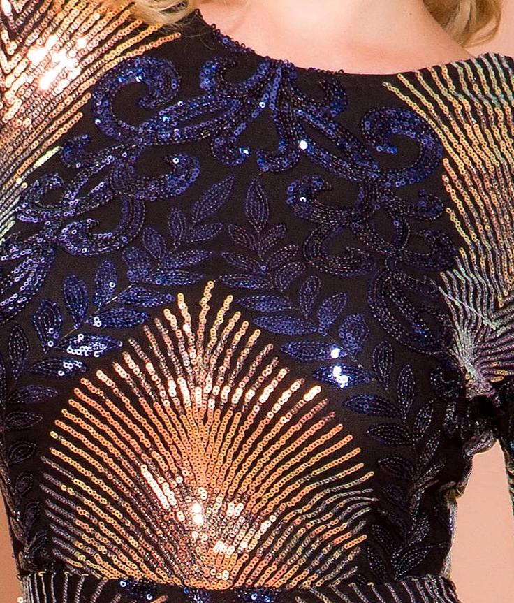 O Neck Long Sleeve Backless Sequin Maxi Multi Dress