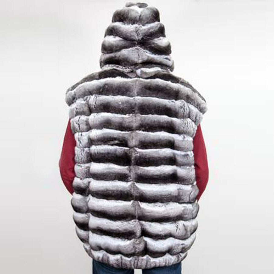 Real Rex Rabbit Fur Hooded Vest