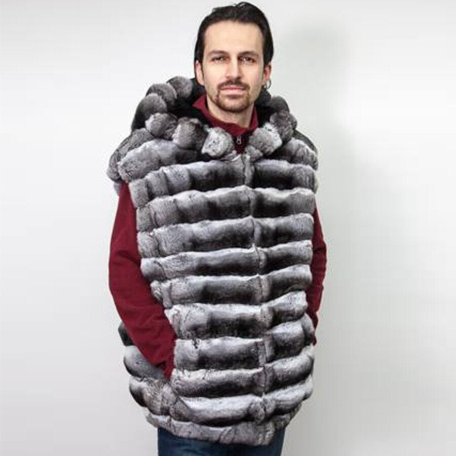 Real Rex Rabbit Fur Hooded Vest
