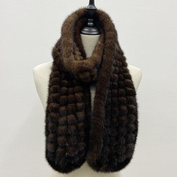 Natural Mink Fur Ball Scarves