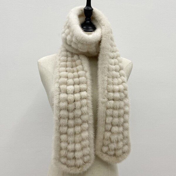 Natural Mink Fur Ball Scarves