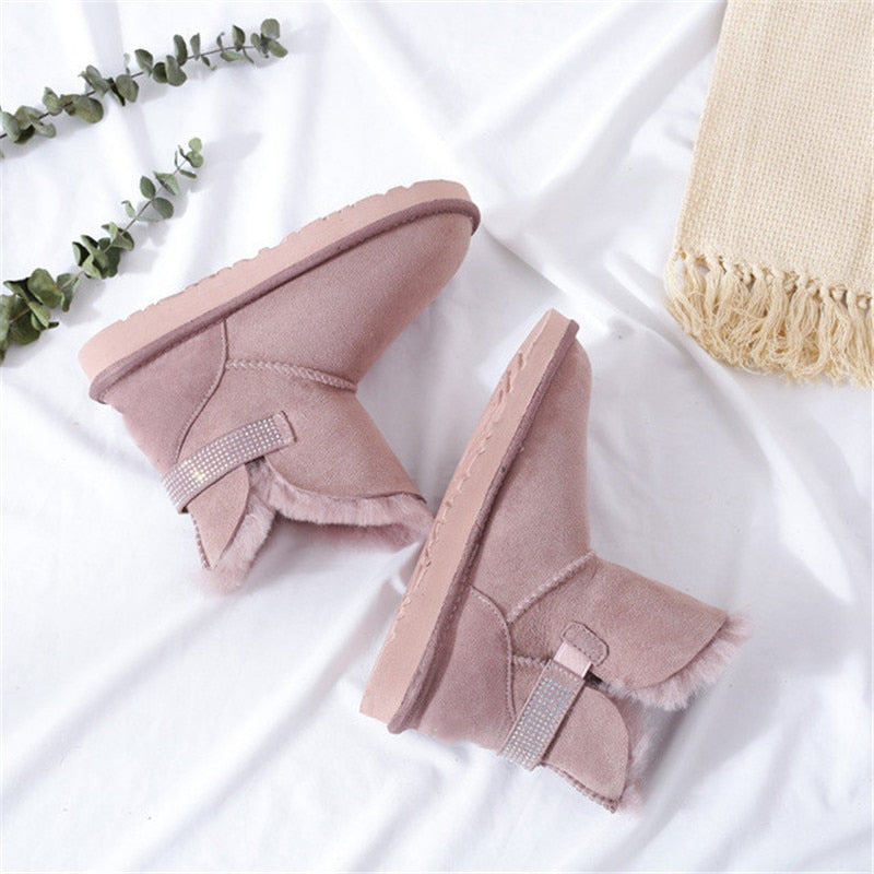 Genuine Leather Real Shearling Fur Mid Boots