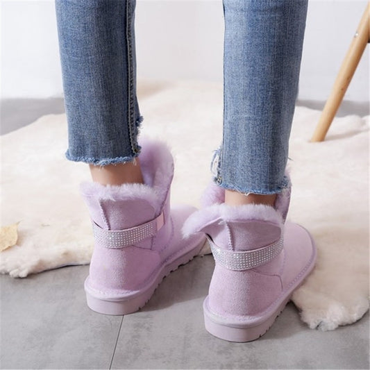 Genuine Leather Real Shearling Fur Mid Boots