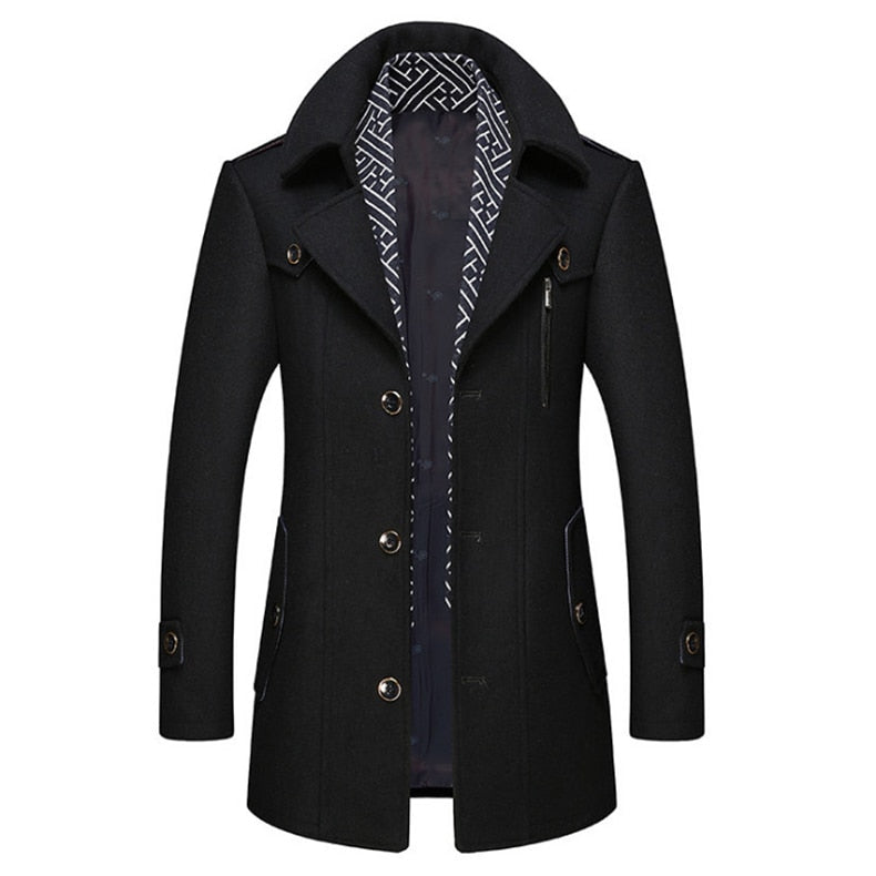 Wool Blend Scarf Detachable Long Jackets