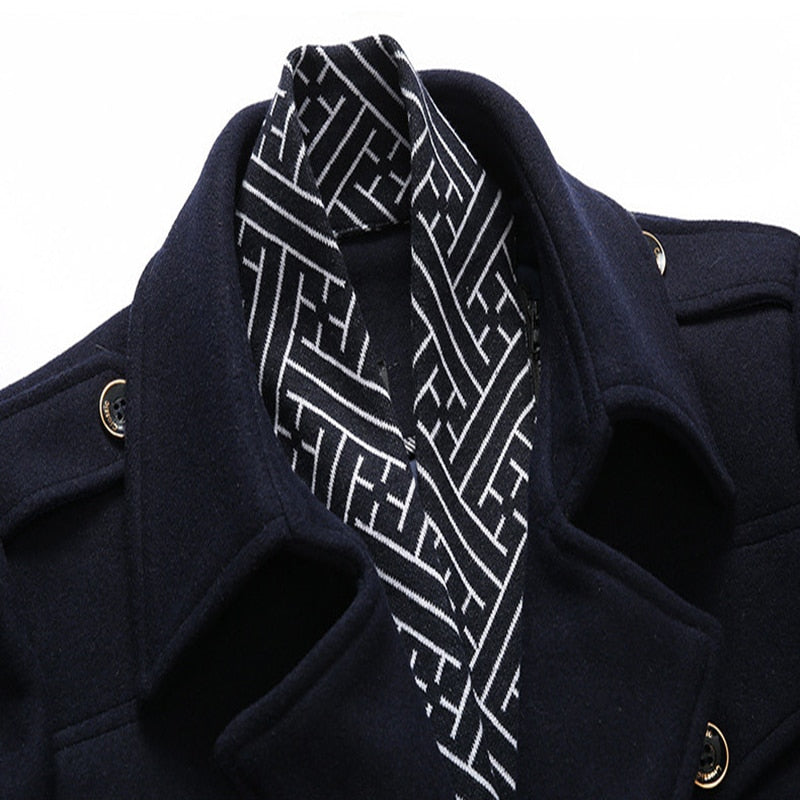 Wool Blend Scarf Detachable Long Jackets