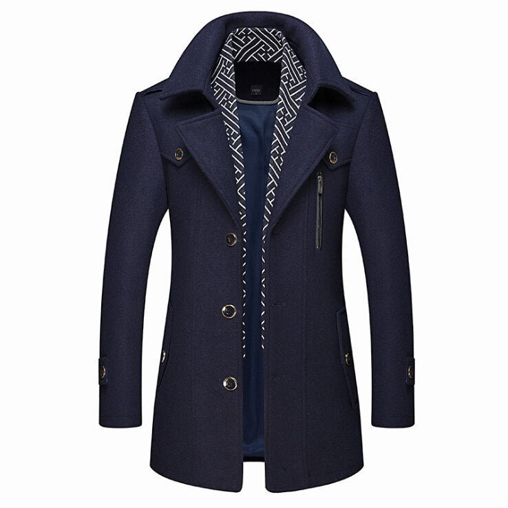 Wool Blend Scarf Detachable Long Jackets