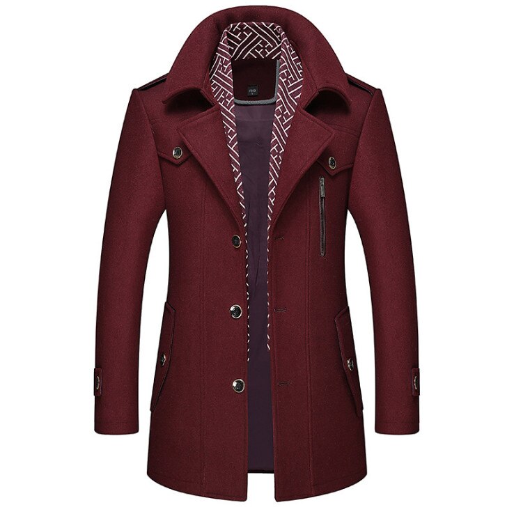 Wool Blend Scarf Detachable Long Jackets