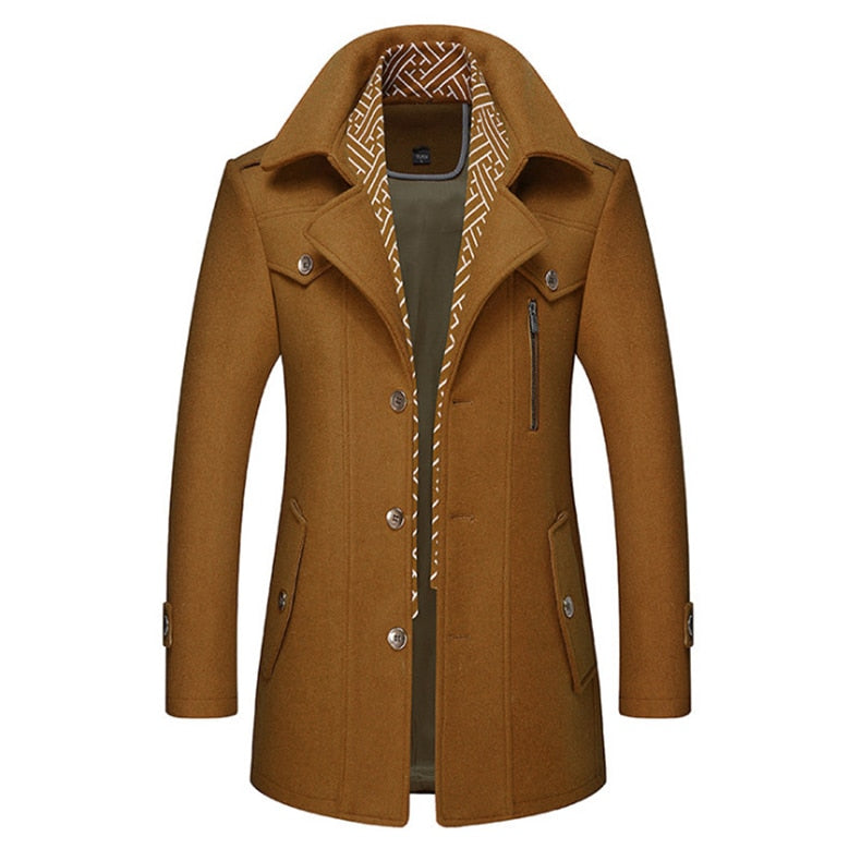 Wool Blend Scarf Detachable Long Jackets