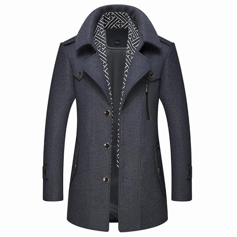 Wool Blend Scarf Detachable Long Jackets