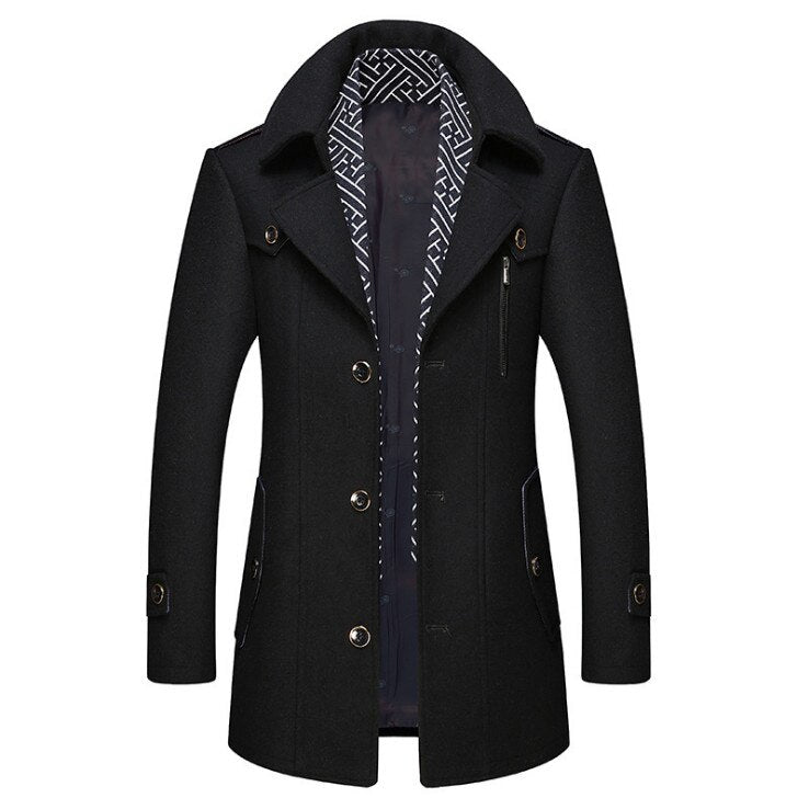 Wool Blend Scarf Detachable Long Jackets