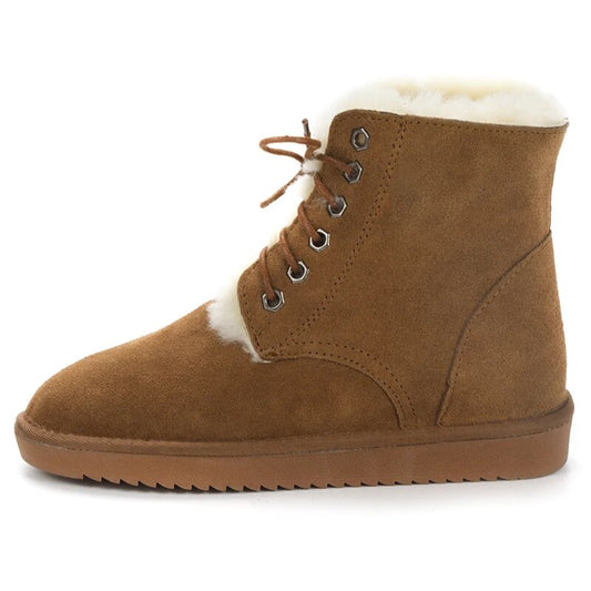 Genuine Leather Snow Boots Real Fur