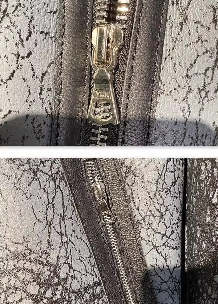 Gray Genuine Leather Coats Real Shearling Liner