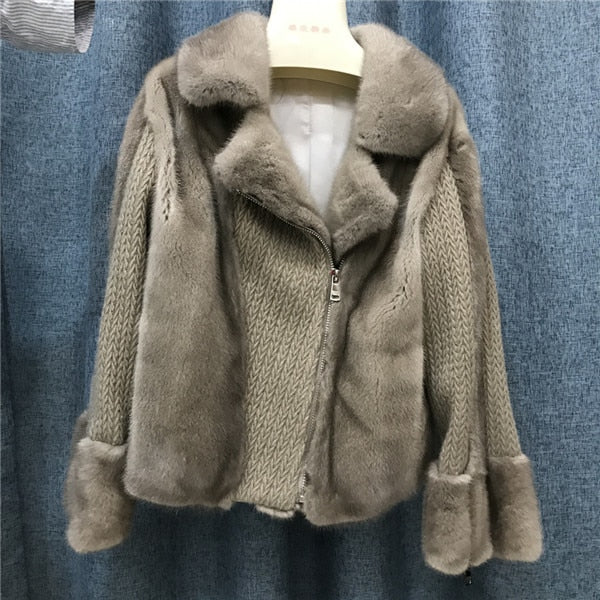 Cashmere Angola Wool with Real Mink Fur Coats