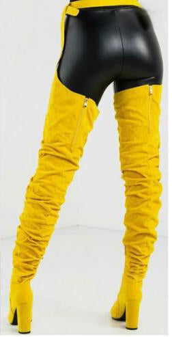 WAIST BELT MID-THIGH HIGH HEEL BOOTS (MULTI-COLORS)