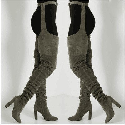 WAIST BELT MID-THIGH HIGH HEEL BOOTS (MULTI-COLORS)