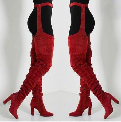 WAIST BELT MID-THIGH HIGH HEEL BOOTS (MULTI-COLORS)