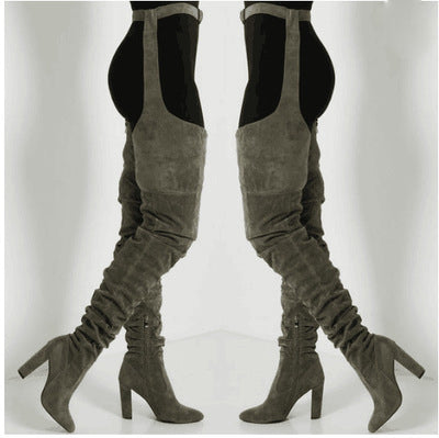 WAIST BELT MID-THIGH HIGH HEEL BOOTS (MULTI-COLORS)
