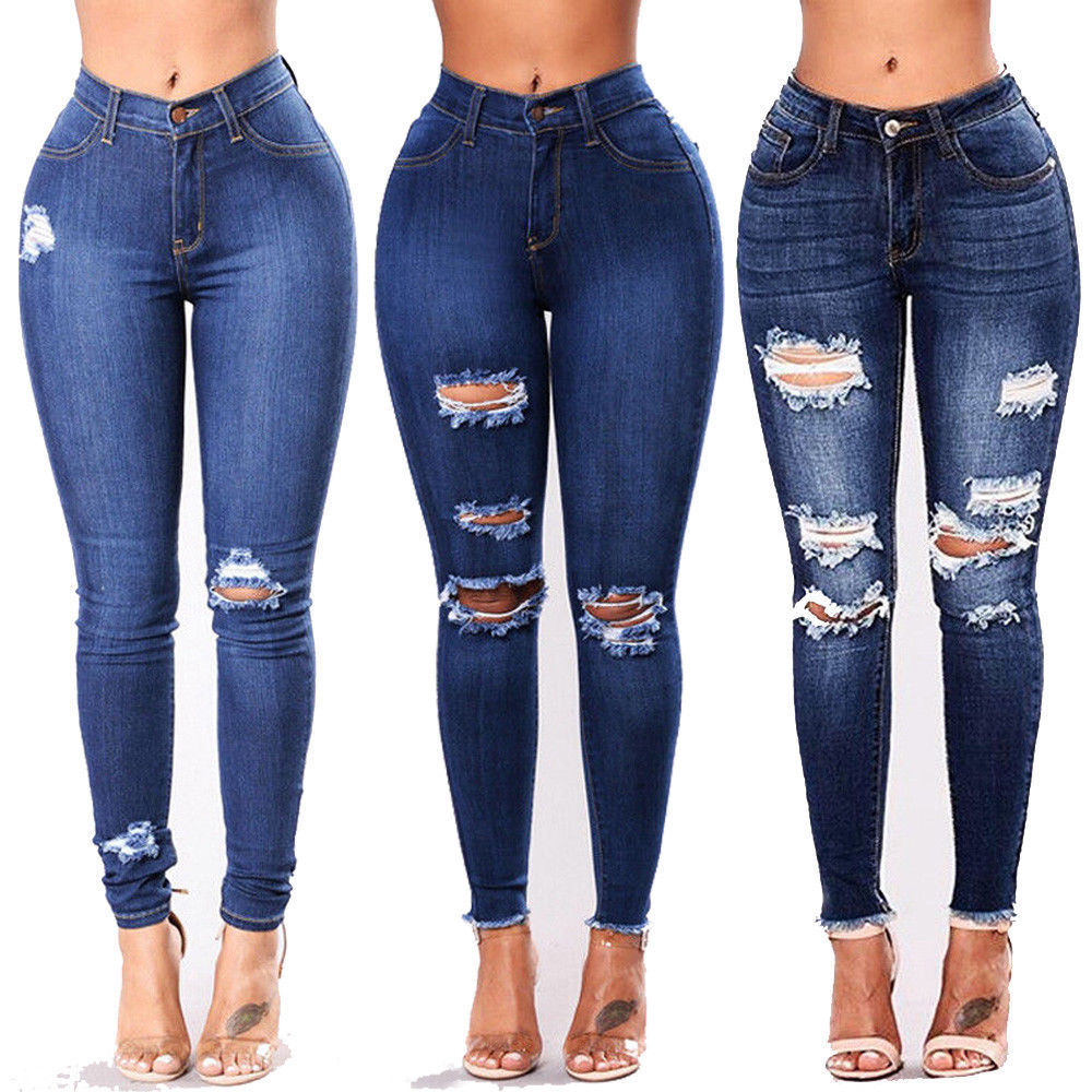 High Waist Stretch Skinny Ripped Jeans – Elevate Swag