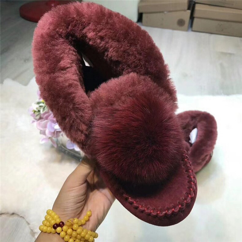 Pom Natural Fur Real Wool Ankle Boots
