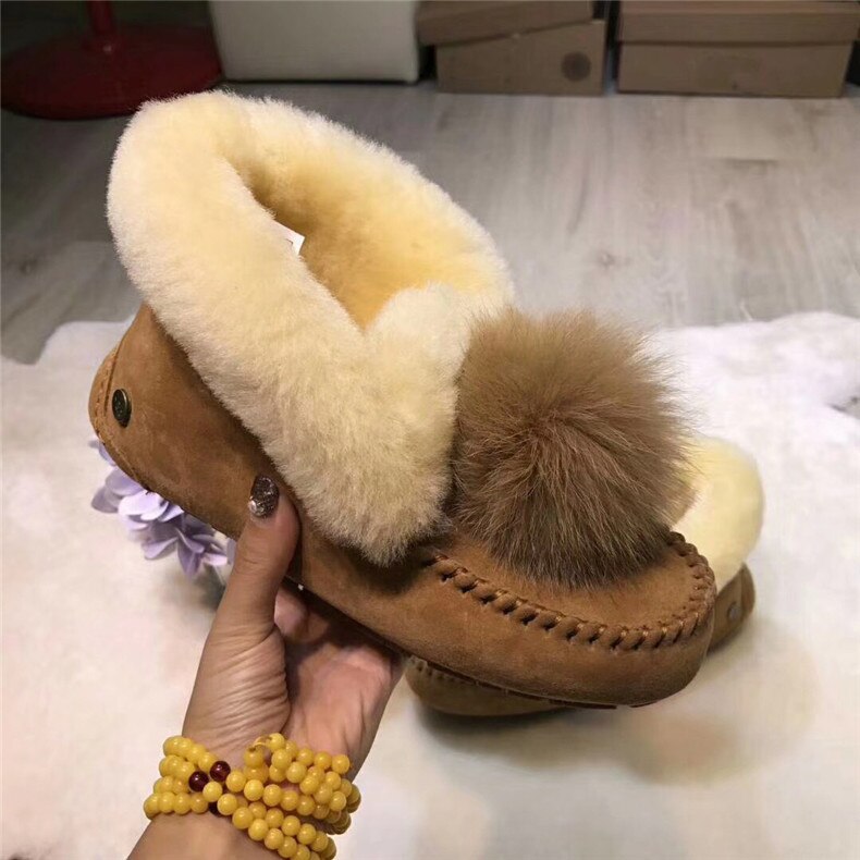 Pom Natural Fur Real Wool Ankle Boots