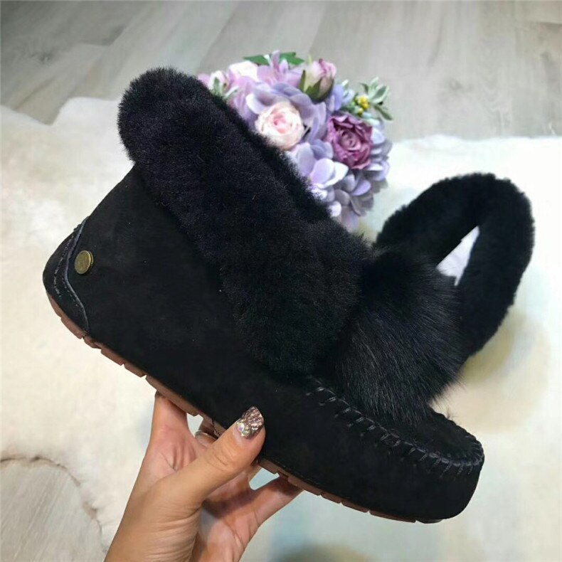 Pom Natural Fur Real Wool Ankle Boots