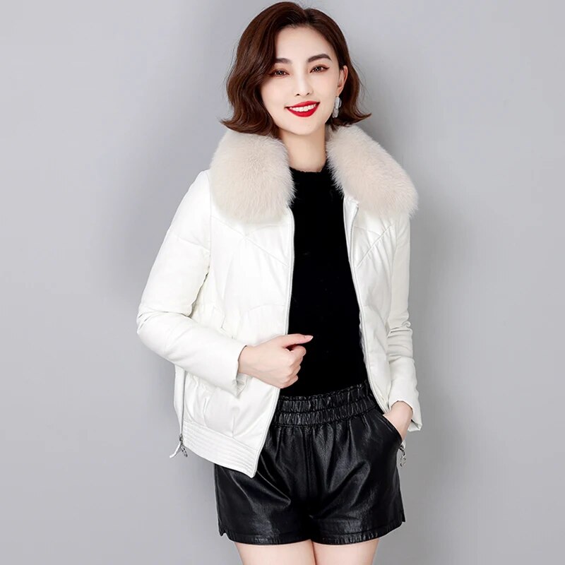 Leather Jackets Duck Down Real Fur Collar