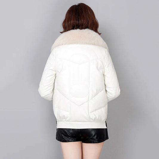 Leather Jackets Duck Down Real Fur Collar