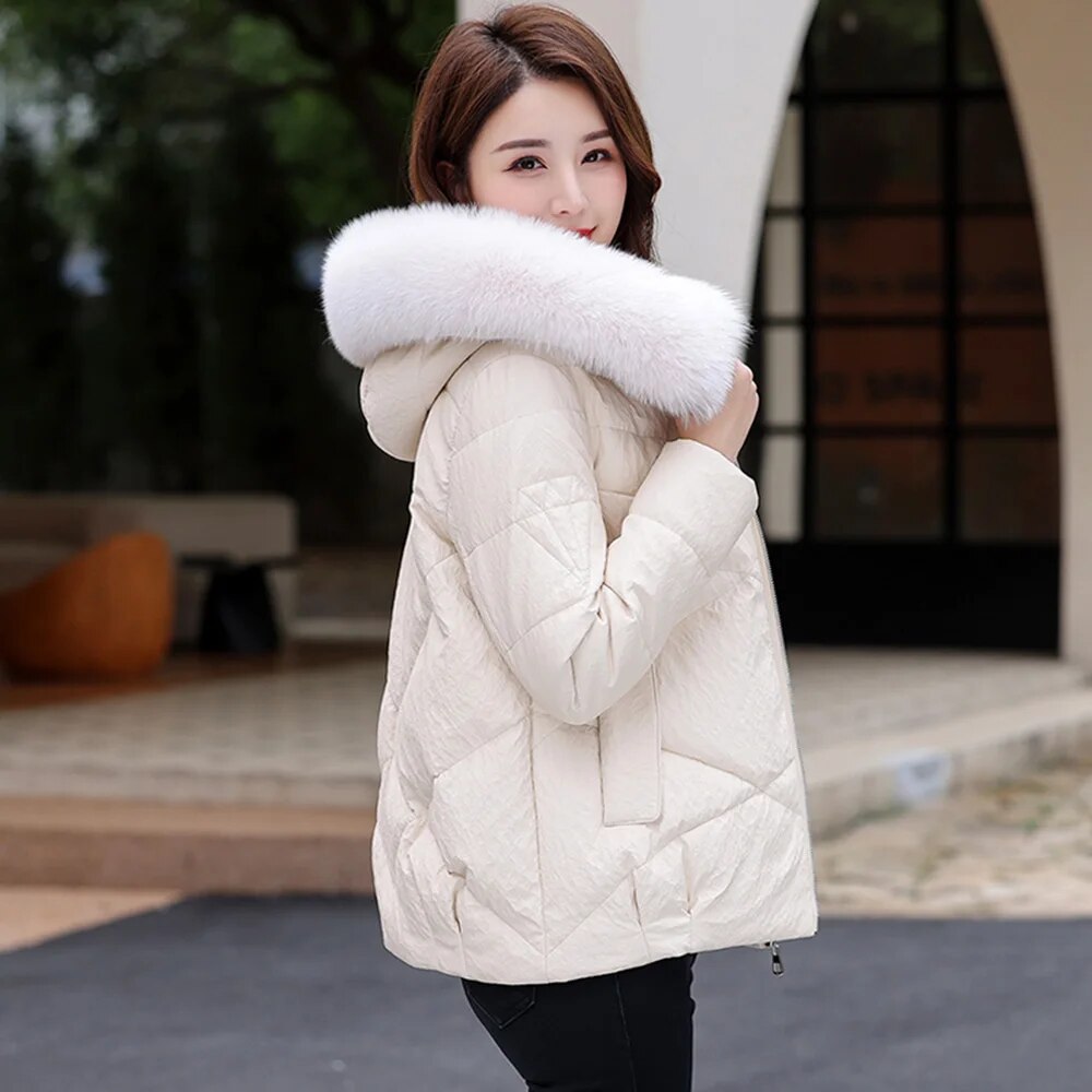 Leather Jackets Duck Down Hooded Real Fur