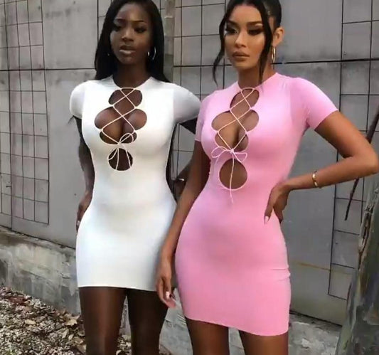 Chest Cutout Bandage Mini Dresses