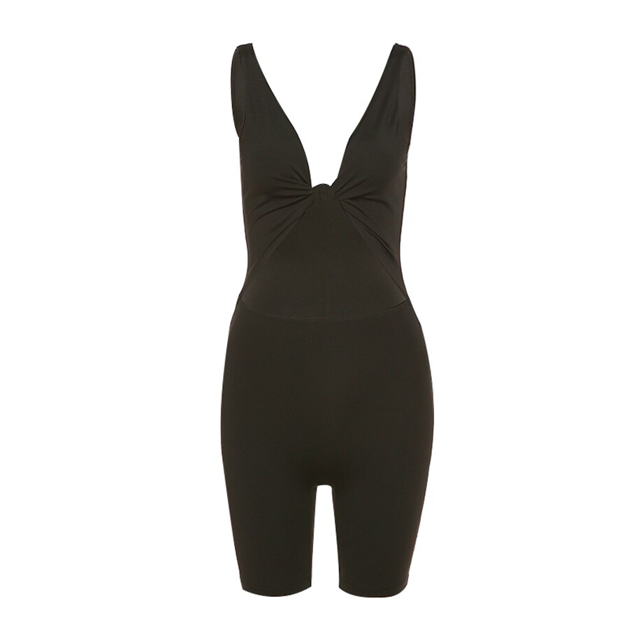Sleeveless Backless Crop Hollow Belly Rompers