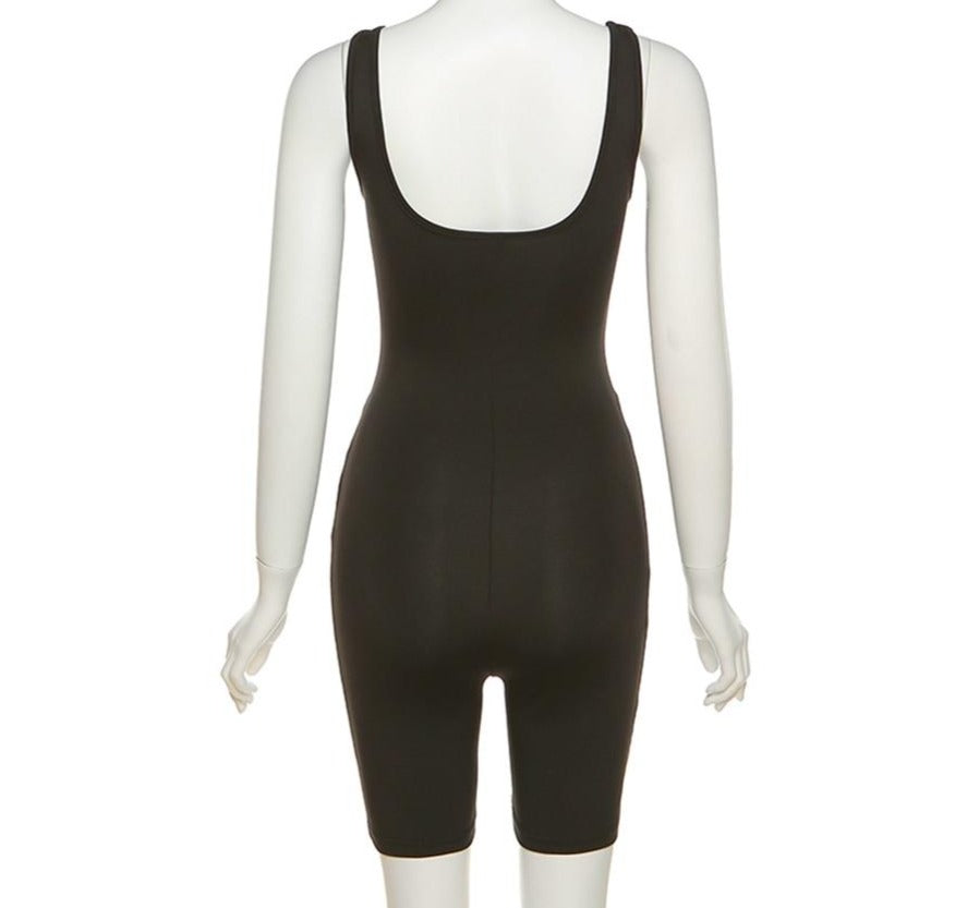 Sleeveless Backless Crop Hollow Belly Rompers