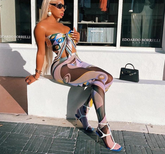 Mesh Printed Foot Leggings